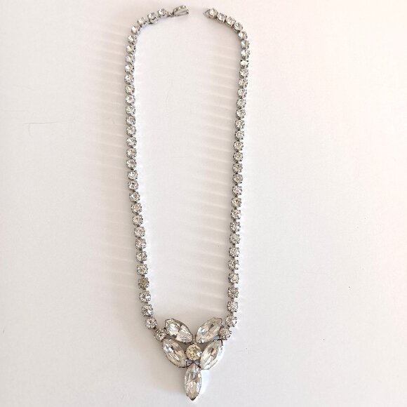 Vintage Jonne House of Schrager Silver Tone Rhinestone Choker Necklace - Picture 1 of 4